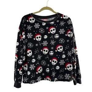 Disney Tim Burtons The Nightmare Before Christmas Black‎ Sleepwear Top M Santa b